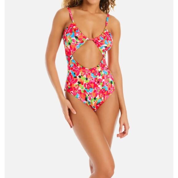 Sanctuary NWT Women's Geranium Cut-Out‎ One-Piece Swimsuit L (2663) - Picture 1 of 8